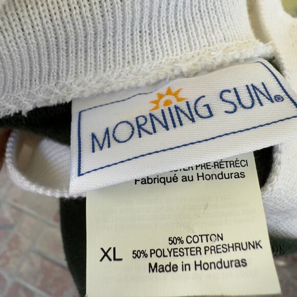 Vintage Morning Sun Green Sweatshirt Collared Christmas Trees Cozy Holiday - Picture 8 of 8